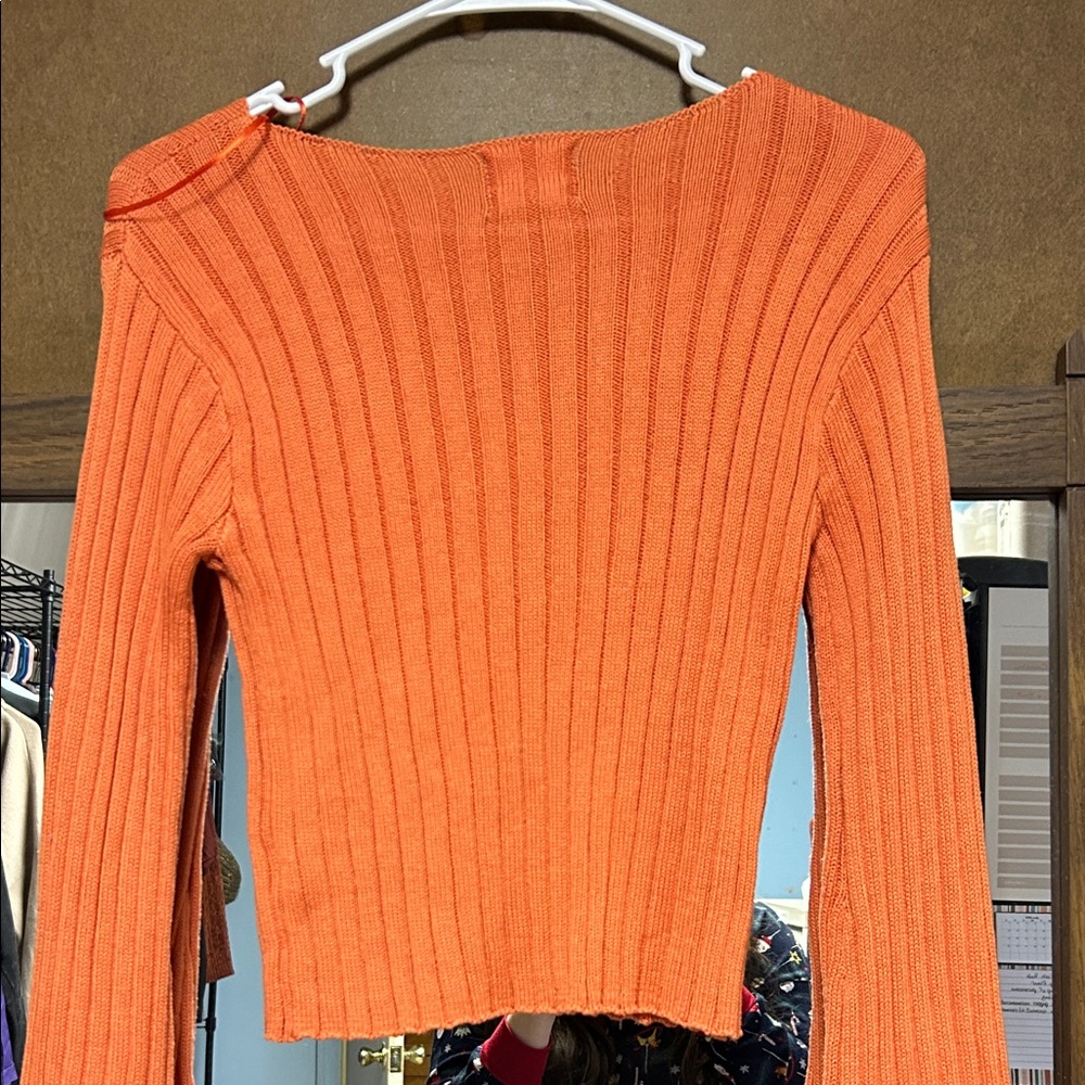 Orange Ribbed Knit Top - Picture 2 of 2